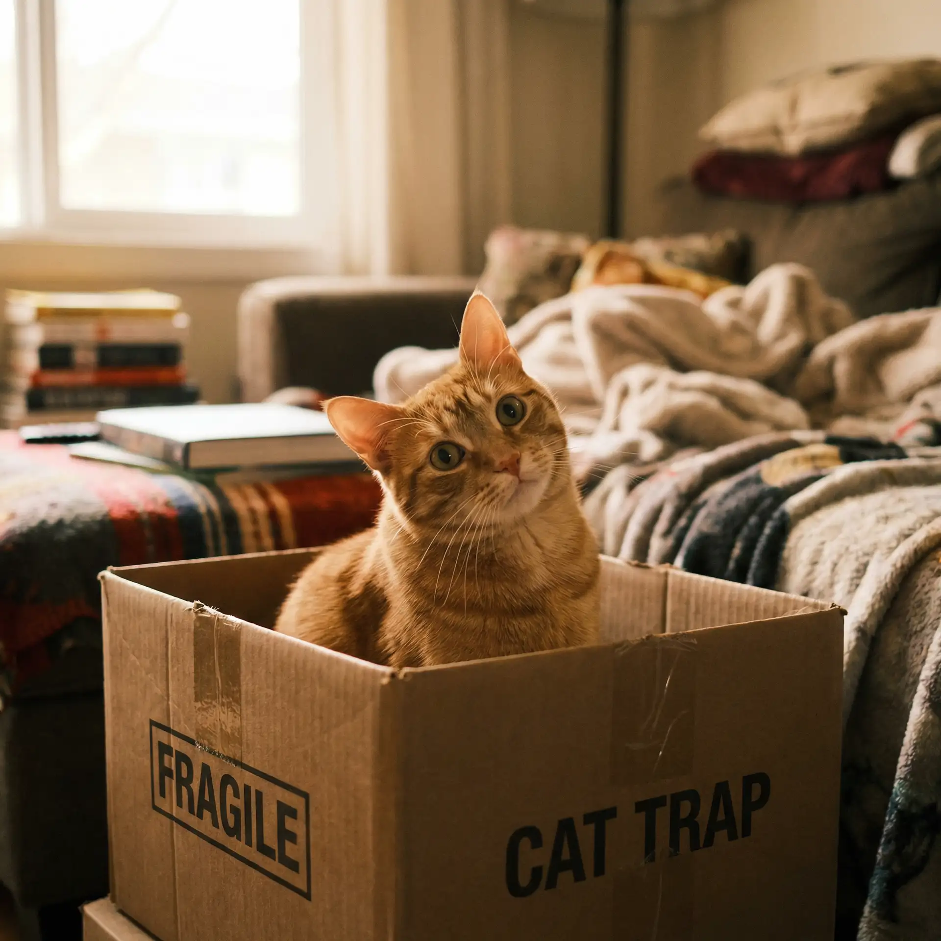 橘猫躲在纸箱里 - 捷克街头塔诎