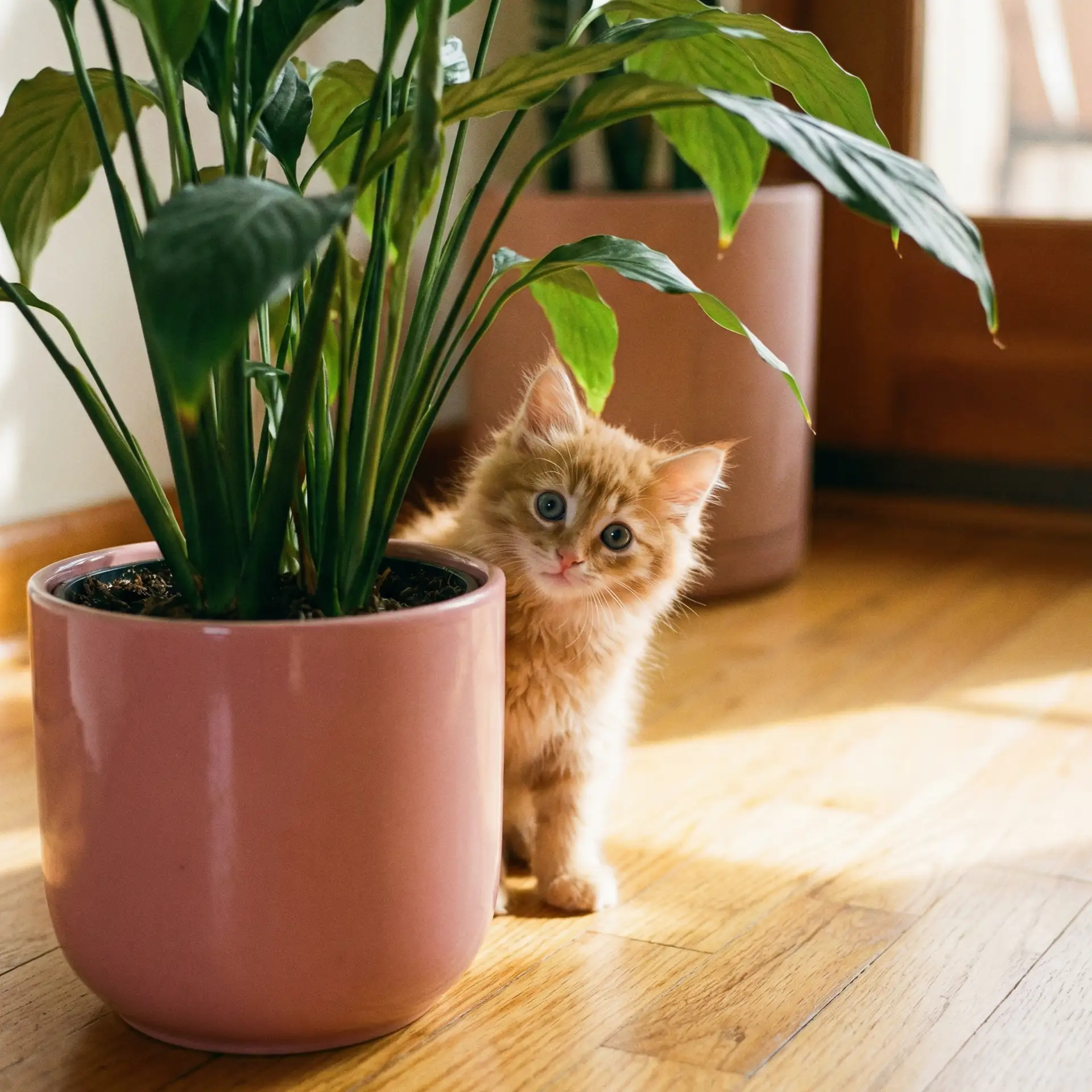 小猫从花盆后探头 - 捷克街头塔诎